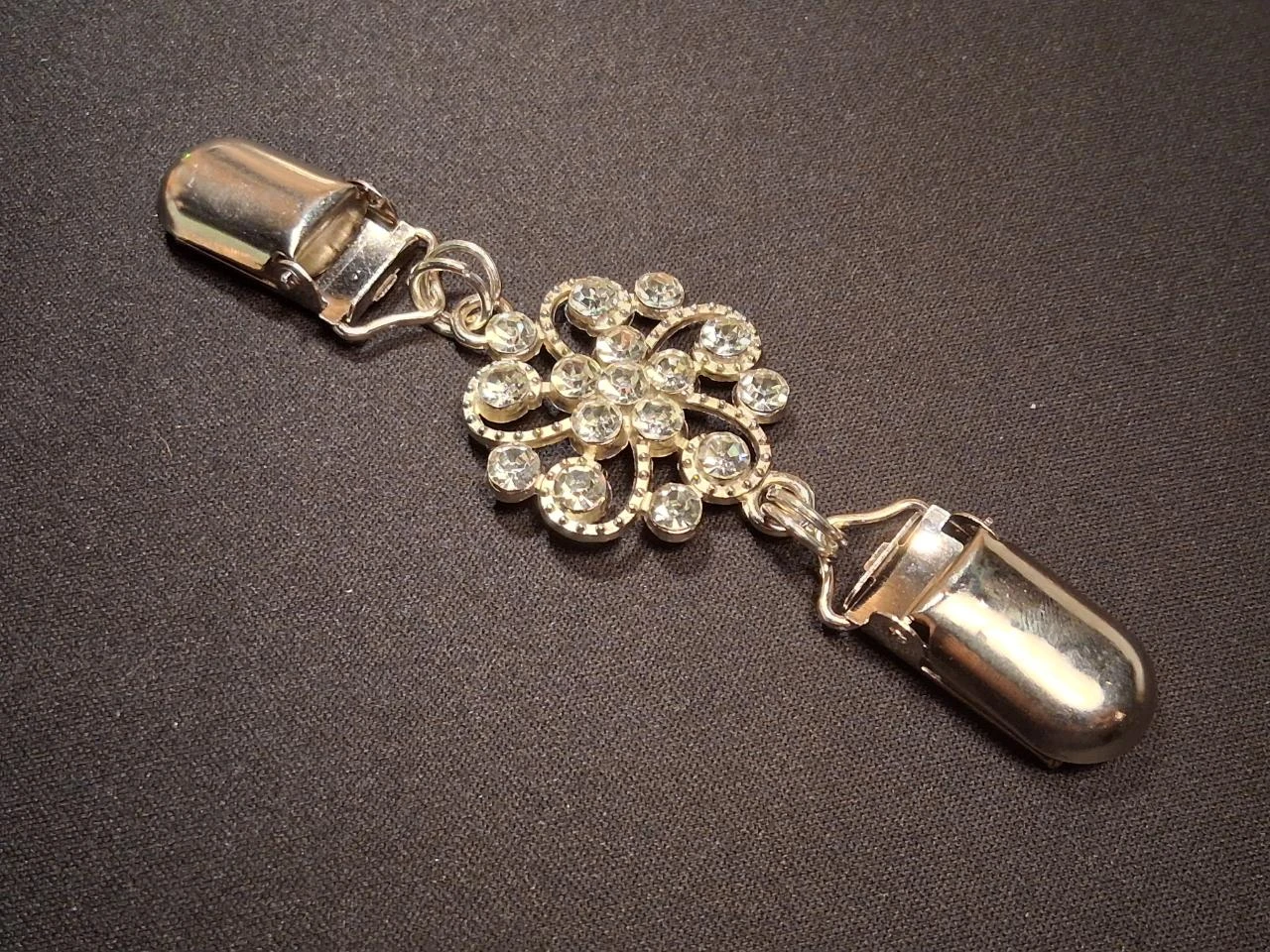 Boho Chic vest-sjaal Clip zilverkleurige bloem strass